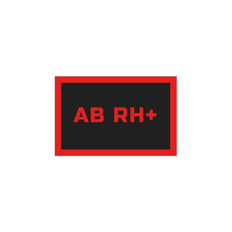 ODZNAKA NA RZEP REBELHORN GRUPA KRWI AB RH+ BLACK/RED 50X80MM